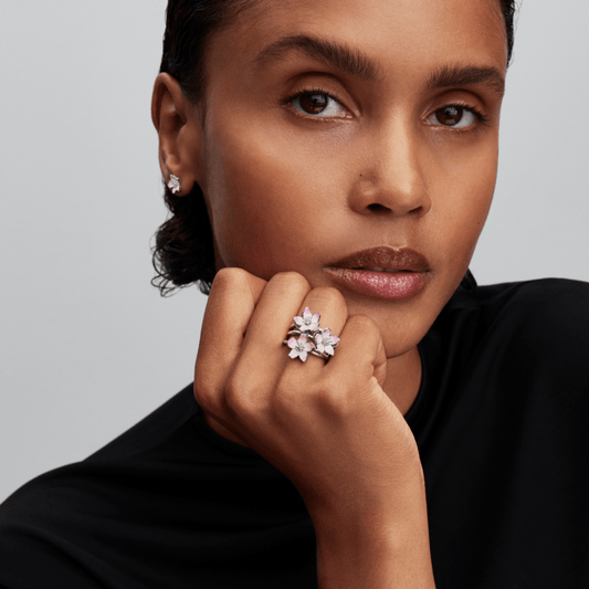 Anel De Prata Flor De Cerejeira