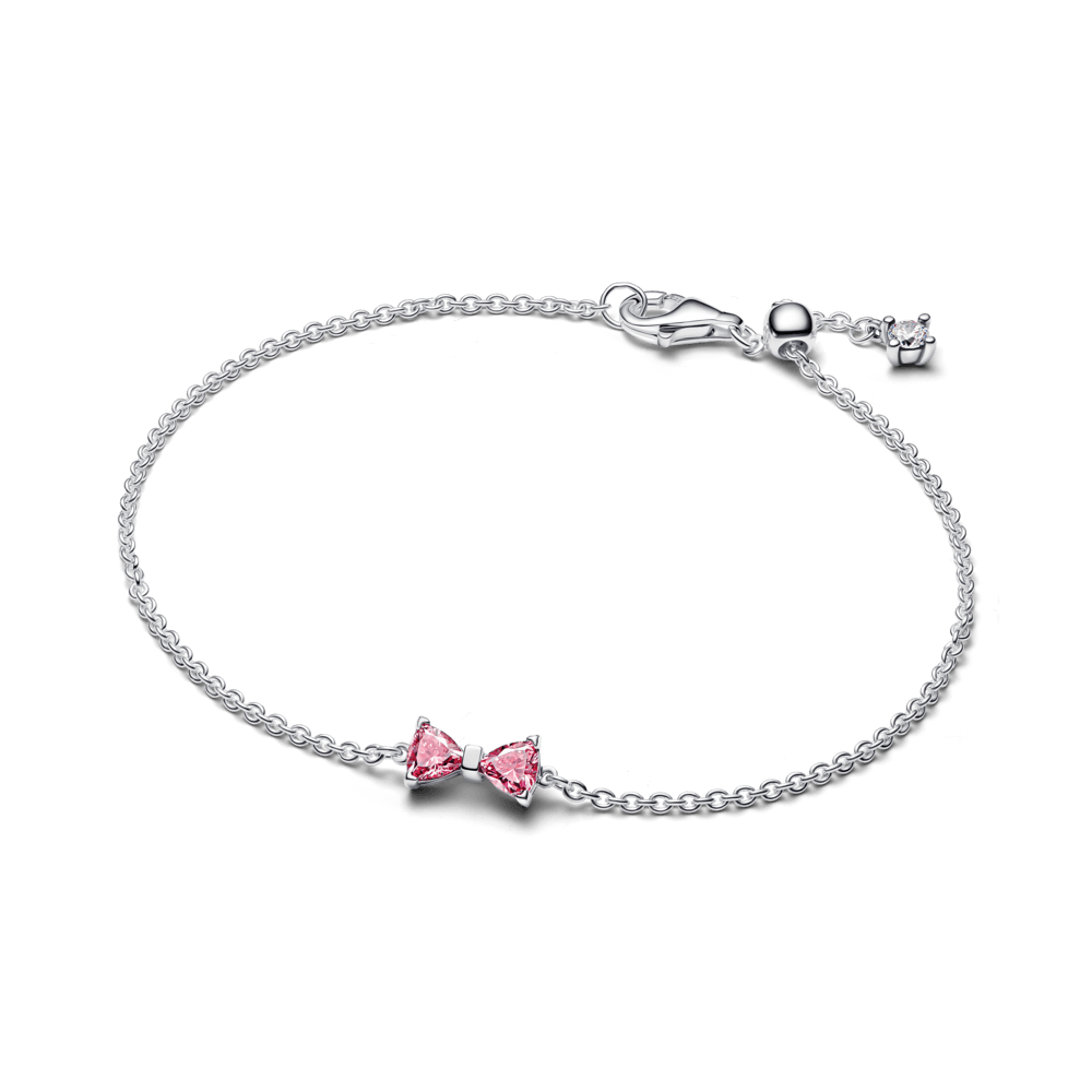 Bracelete Prata Maleavel Pequeno Laco Rosa