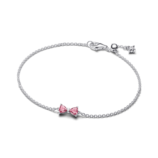 Bracelete Prata Maleavel Pequeno Laco Rosa