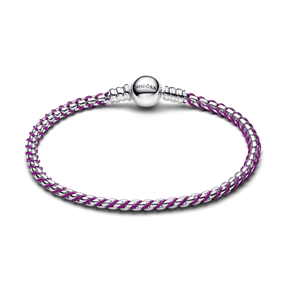 Bracelete Maleavel Prata Fecho Redondo E Trancado Roxo