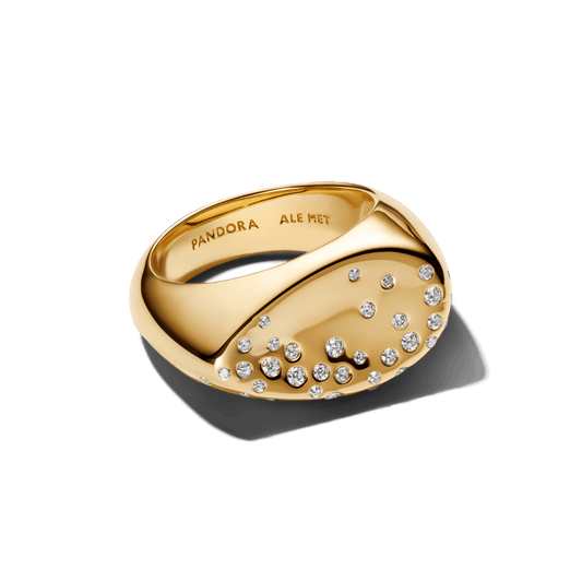 Anel Organico Dourado Brilhante Grande