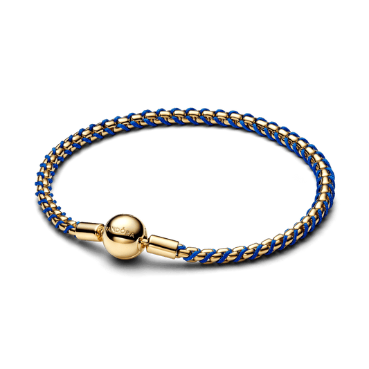 Bracelete Maleavel Dourado Fecho Redondo E Trancado Azul