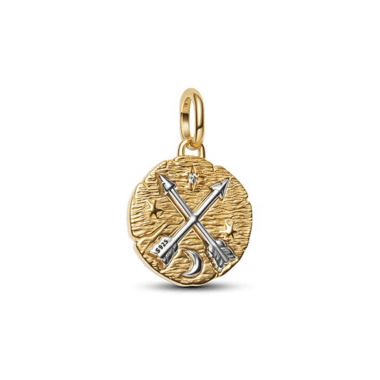 Charm Medalhão Flechas Dois Tons