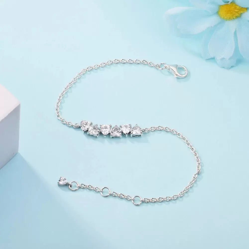 Pulseira de Corrente de Corações Infinitos Cintilantes